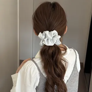 Elegant satin hair scrunchie for women, soft elastic ponytail holder, daily hair accessory detail view