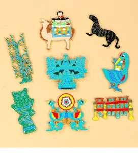 Museum cultural creative fridge magnets, Sanxingdui bronze alloy enamel souvenir magnet.