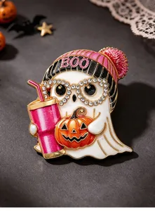 Halloween Geist Brosche Strass Emaillierte Nadel Gruselig Party Accessoire Festival Geschenke