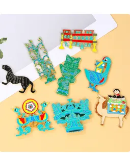 Chinese museum cultural relic enamel fridge magnets set featuring bronze ware and ancient decor.