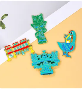 Museum cultural creative fridge magnets alloy enamel pins featuring ancient Chinese artifacts detail