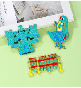 Museum cultural creative fridge magnets metal enamel Sanxingdui and bell souvenir 3pcs