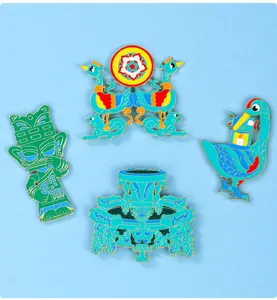 Museum cultural creative fridge magnet alloy enamel Sanxingdui bronze artifact souvenir set.