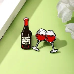 Spilla smaltata bottiglia di vino e bicchieri carina spilla metallica accessori moda