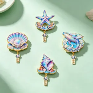 Enamel Alloy Fridge Magnet Souvenir Starfish Shell Whale Magnetic Decorative Souvenirs For Home Fridge Kitchen Decor Gift
