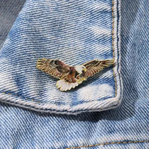 Soaring Eagle Metal Enamel Lapel Pin Bird Badge Brooch for Shirt Collar Anti-Exposure