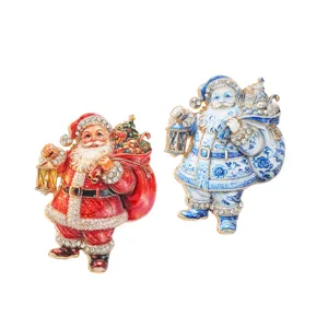 Christmas Santa Claus Brooch Set Rhinestone Enamel Vintage Style Women Suit Pin Gift