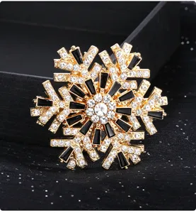 Broche de copo de nieve de cristal vintage accesorio magnético para mujeres, elegante.