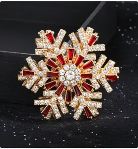Broche de copo de nieve vintage imán adhesivo para nevera estuche de diamantes de imitación