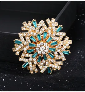Vintage giratorio copo de nieve imán de estrás cristal broche para mujer joyería accesorio