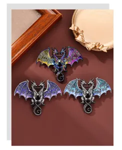 Gothic Zwillingsdrache Brosche Emaillierte Metallnadel Anzug Mantel Dekoration