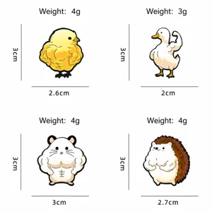 Funny Muscle Animal Enamel Brooch Pin Creative Cartoon Chicken Duck Hamster Hedgehog Alloy Badges Personalized Clothing Jewelry Accessories Gift