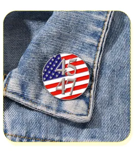 US flag metal lapel pin 45 47 badge brooch patriotic denim jacket fashion accessory