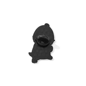 Cute cartoon penguin metal enamel lapel pin back view, nice alloy bag decoration badge.