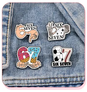 Enamel pin brooch set cute cartoon gesture number metal badge for denim jacket backpack accessory