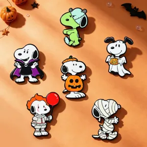 Halloween Cartoon Character Alloy Brooch Enamel Printed Lapel Pin Vampire Pumpkin Cosplay Metal Badge For Clothes Bags Decoration Jewelry