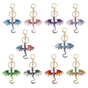 Colorful dragon metal keychain blue and white porcelain animal bag pendant accessories
