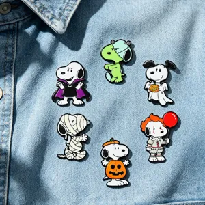 Halloween Snoopy Enamel Pin Set Cute Cartoon Vampire Pumpkin Ghost Brooch Badge Jewelry Gifts