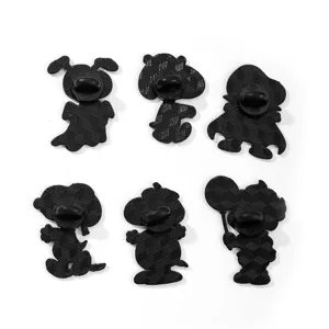 Snoopy Halloween enamel pins set, cute cartoon ghost pumpkin metal brooches, 6pcs black back.