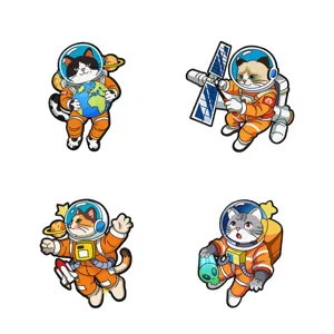 Simpatico set di spille in smalto gatto astronauta, distintivo metallo gattino spaziale.