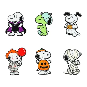 Halloween Snoopy Enamel Pins Cute Cartoon Vampire Pumpkin Ghost Brooch Set Decorative Badges