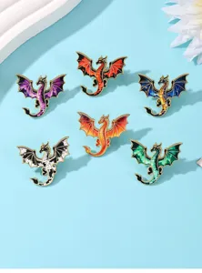 Colorful dragon enamel pin set metal brooch badge gothic clothing accessories gift