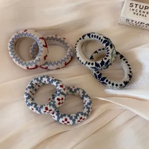Coleteros de punto de invierno adorables gomas de pelo a cuadros para coleta de pelo