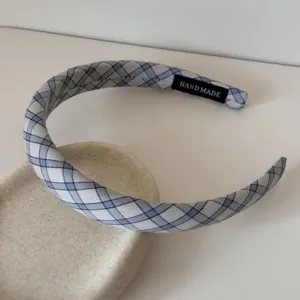 Blue plaid headband sweet fashion hair hoop stylish women hair accessories casual daily wear