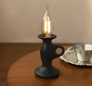 Lampada da tavolo a candela LED retro ricaricabile USB touch luce notturna per decorazione casa.