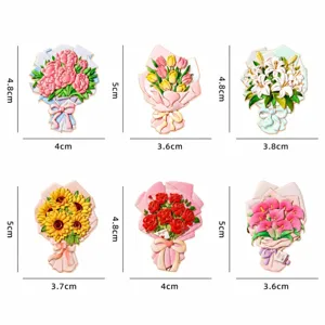 Creative floral fridge magnets alloy magnetic tulip sunflower rose peony lily gift set