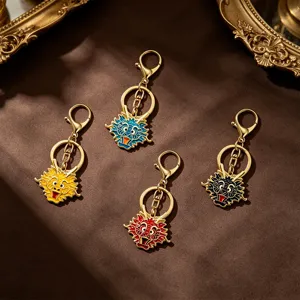 New Chinese style zodiac dragon keychain, colorful metal pendant, creative car key accessory gift.