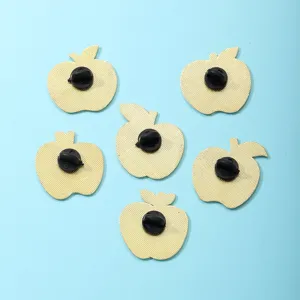 Set of 6 apple shaped gold metal lapel pins with rubber clutches back view product main image