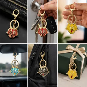 Chinese zodiac dragon keychain metal colorful dragon head pendant creative car key accessory gift