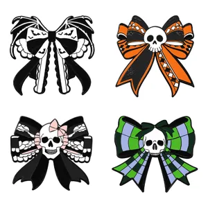 Halloween gotico teschio fiocco spilla smalto set scuro pipistrello distintivo accessorio