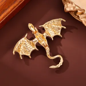 Elegante goldene Drachen Brosche Nadel für Damen und Herren, stilvolles Vintage Anzug Accessoire.