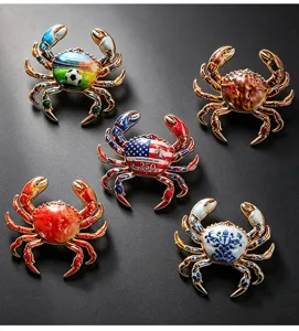 Exquisite alloy enamel crab brooches set with unique creative styles, perfect suit accessories.