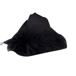 Black feather hair claw clip elegant plush shark clip stylish hair accessory for women.