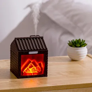 Kamin Haus Luftfeuchter Tisch Flamme Nachtlicht USB Betrieben Leise Raumluftbefeuchter