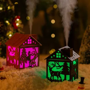 Mini Humidificateur USB Grain de Bois Avec Veilleuse LED Colorée Pour Bureau Maison