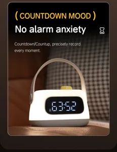 Portable digital alarm clock night light with handle USB charging countdown display