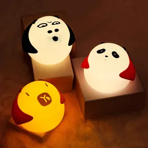 Cute Cartoon Silicone Night Light Rechargeable Tap Control Bedside Lamp Animal Capybara Panda Atmosphere Light