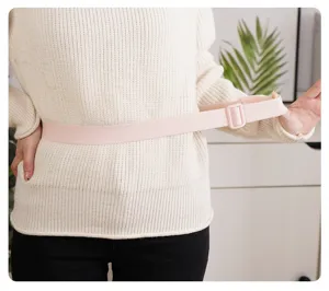 Pink electric heating waist belt with adjustable buckle for comfortable daily warmth.