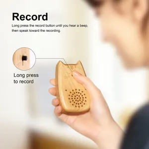 Wooden cat voice recorder magnetic charging cute sound memo fridge magnet tool gift