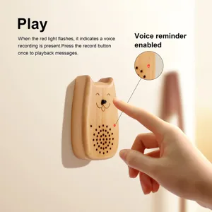 Cute wooden cat voice recorder creative fridge magnet message reminder audio device