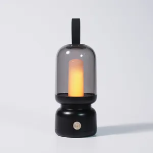 Retro Tragbares LED Nachtlicht USB Wiederaufladbare Atmosphäre Nachttischlampe Mit Kerzeneffekt Camping Zelt Beleuchtung Dekor