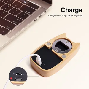 Wooden cat magnetic charging bottle opener and voice recorder cute creative fridge magnet gift