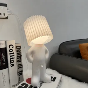 Shy Boy LED Night Light USB Charging Cute Cartoon Desk Lamp Two-Dimming Bedside Mood Light Bedroom Desktop Ornament Gift