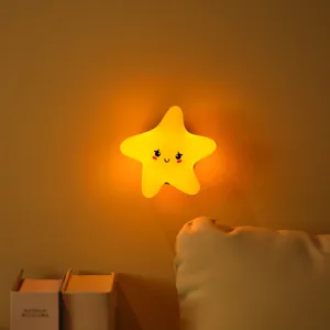 Cute star silicone night light for kids room warm LED nursery lamp bedside USB rechargeable.