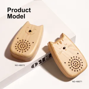 Cute wooden cat magnetic voice recorder and bottle opener creative fridge magnet decor gift.