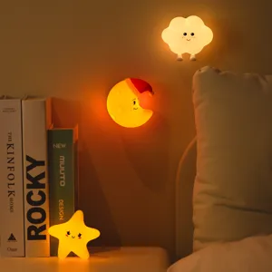 Cute silicone star moon cloud night light bedside magnetic lamp soft nursery decor cute kids lamp